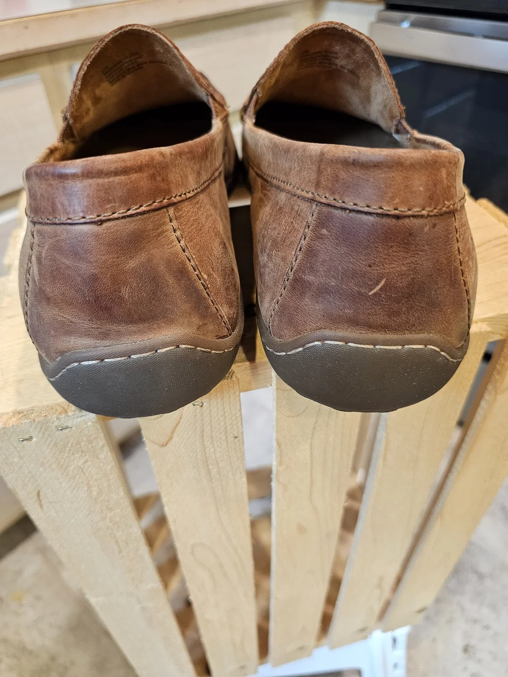 Born Men's Brown Leather Slip-On Moccasin Loafers